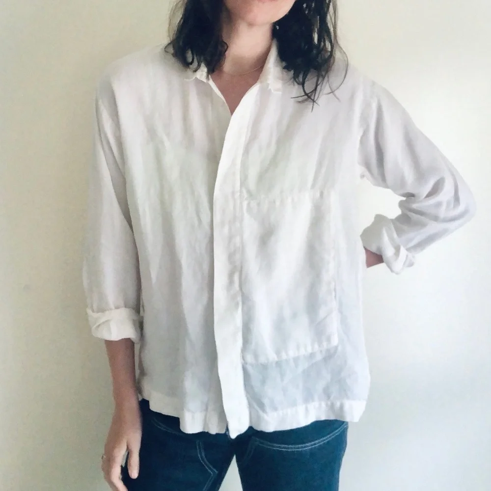 Eskandar 100% linen white button down - Picture 11 of 16